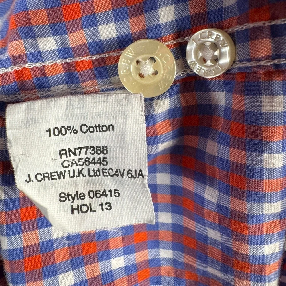 J.Crew Men's M Red Blue Gingham Button Down Shirt‎ Slim Fit Classic Prep